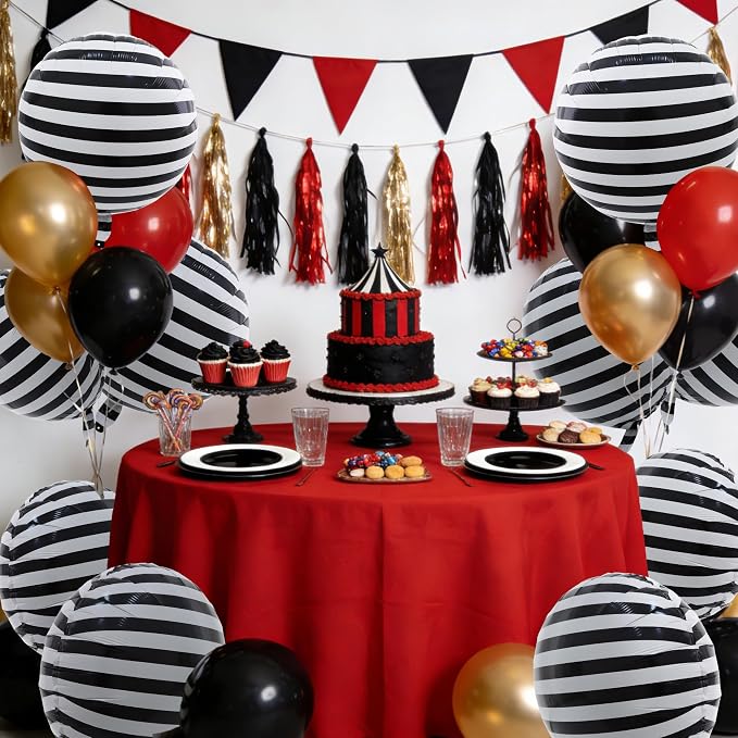 TONIFUL 30Pcs 18 Inch Round Balloons Large Black White Round Shape Foil - Image 3