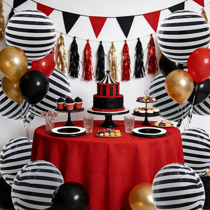 TONIFUL 30Pcs 18 Inch Round Balloons Large Black White Round Shape Foil - Image 3