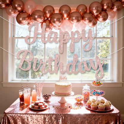 Glitter Happy Birthday Banner Sign Birthday Garland Wall Door Banners Flag - Image 3
