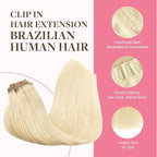 GOO GOO Clip in Hair Extensions Real Human Hair, Remy Human Hair Extensions Clip ins for Women, Natural Human Hair, 22inch 150g 9Pcs, 613R Bleach Blonde