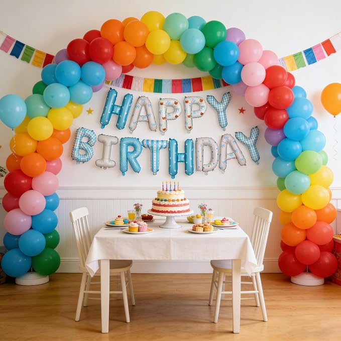 Blue Happy Birthday Balloon Letter Banner, 16-inch Happy Birthday | Bow Little - Image 5
