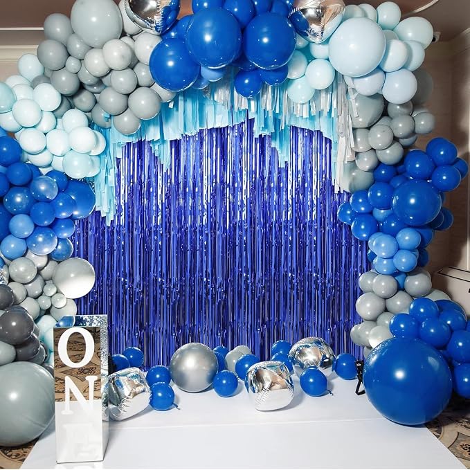 Crosize 8 Pack Dark Blue Party Streamers Backdrop, 3.3 x 9.9 ft | Tinsel Foil - Image 5