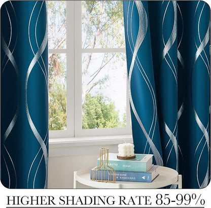 NICETOWN Moroccan Blue Blackout Curtains 84 inch Long - Image 6