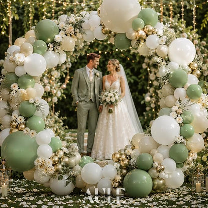 AULE 155Pcs Sage Green Balloon Arch Kit Olive Sand White Balloons | Dusty Green - Image 4