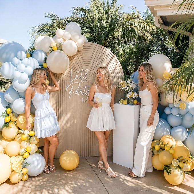 Blue and Yellow Balloons, 12 Inch Pastel Blue Balloons, Mustard Yellow Balloons - Image 4