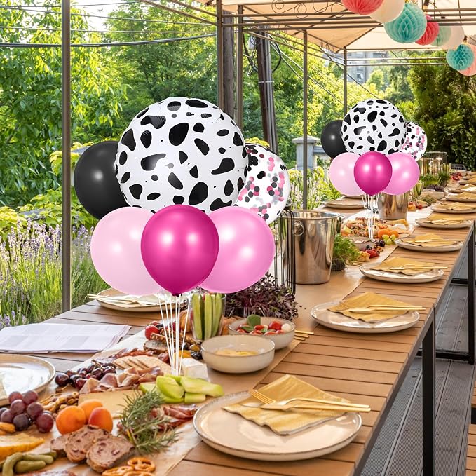 2 Sets Pink Cow Birthday Party Decorations Cowgirl Table Centerpiece Rose Red - Image 6