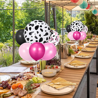 2 Sets Pink Cow Birthday Party Decorations Cowgirl Table Centerpiece Rose Red - Image 6