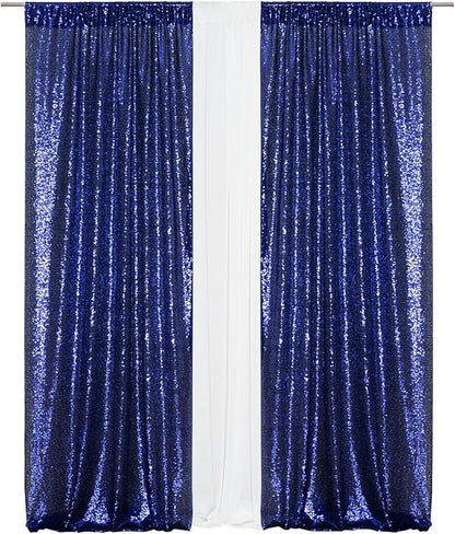 Eternal Beauty Navy Blue Sequin Backdrop Curtains, 2 Panels 2x8FT | 3mm Sparkle - Image 5