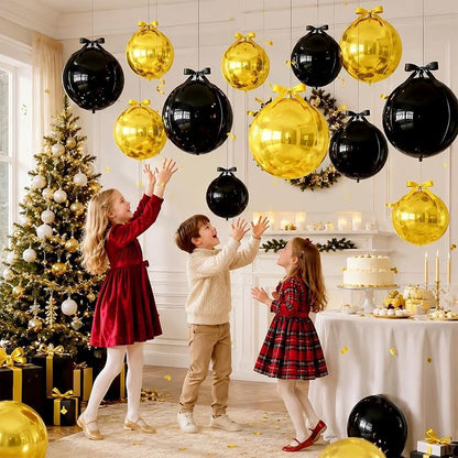 Black Gold Round Foil Balloons - Image 6