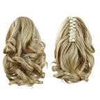 Blonde Ponytail Extensions,9" Short Curly Wavy Claw Clip Pony tails Hair Extensions Natural Soft Synthetic Hairpiece for Women