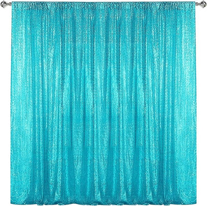 Sugargirl Turquoise Sequin Backdrop Curtain 7FTx7FT Glitter Turquoise by Sugargirl