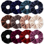 Scrunchies for Women & Girls, 12 Pcs Black Velvet Scrunchies - Soft Classic Elastic Hair Bands for a Secure Ponytail