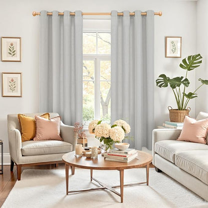 YoungsTex 72 Inch Length Grey Linen Curtains - Image 2