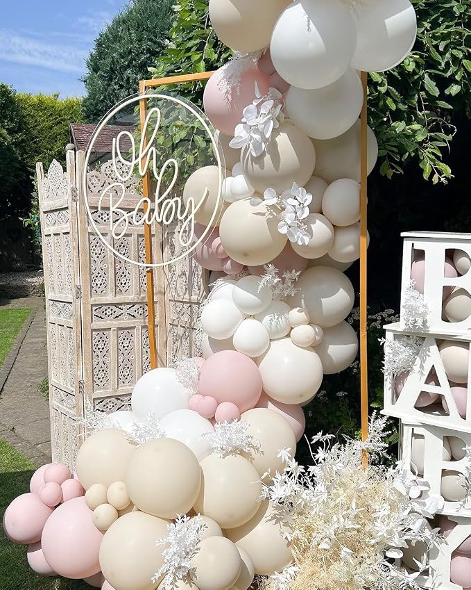 Dusty Pink Sand White Ballloons Arch Kit, Party Decor | Light Retro Pink Beige - Image 5