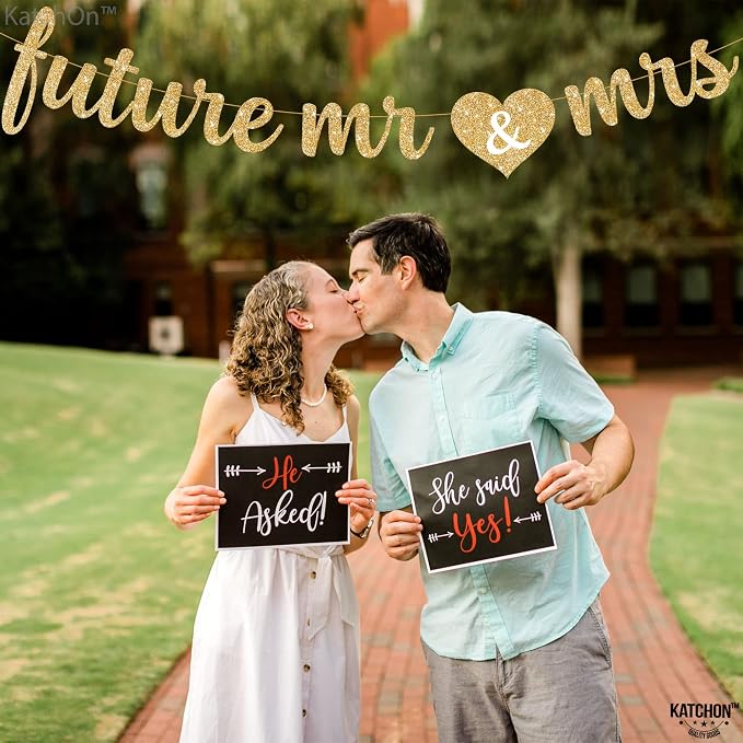 KatchOn Glitter Future Mr & Mrs Banner 10 Ft Bachelorette Party Decorations | - Image 3