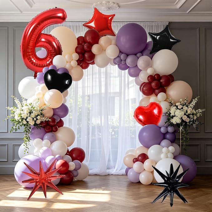 TONIFUL 6th Birthday Balloons Kit 40 Inch Red Large Number 6 Foil Balloon | - Image 6