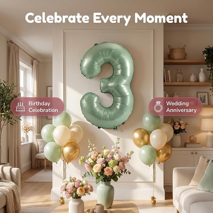 YPSelected 32 Inch Large Foil Helium Number Balloon Birthday Wedding Party 0-9 - Image 5