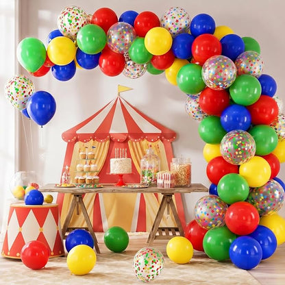 Red Blue Green Yellow Balloons, 12 Inch 50pcs Carnival Circus Balloon Matte Red - Image 3