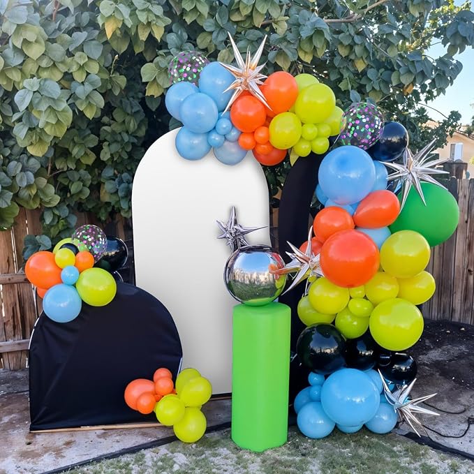 Green Orange Black Balloons, 12 Inch Fruit Green Orange Teal Black Confetti - Image 6