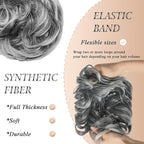 Large Messy Bun Hair Piece Curly Synthetic Extensions Scrunchies Fake Chignon Updo Hairpieces for Women Light Gray