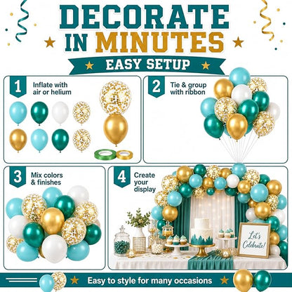 Teal Gold Balloons, Metallic Gold, Tropical Beach Summer Pool Wedding - Image 8