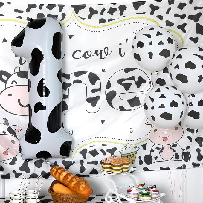Cow Print Number 1 Balloon, Large 40 Inch Cow Number Birthday Balloons | Helium - Image 2