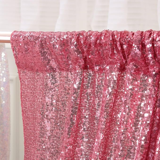 Poise3EHome Fuchsia Pink Sequin Backdrop, 6Ft x 8Ft Glitter Photography - Image 5
