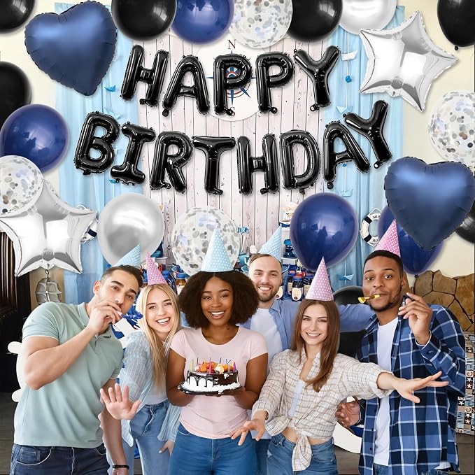 Navy Blue and Black Birthday Decorations - Image 8
