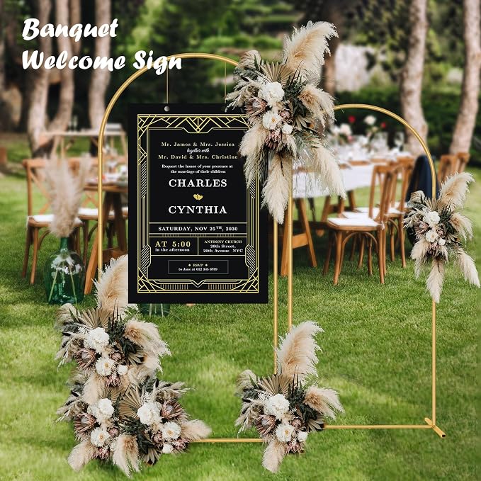 2 Pack Metal Wedding Arch Backdrop Gold Balloon Stand | Gold Arch Backdrop Stand - Image 5