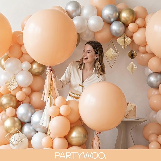 PartyWoo Nude Balloons 100pcs Apricot Boho Fall Color 18 12 10 5 Inch | Balloons - Image 9