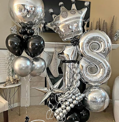 Black and Silver Balloons, Graduation, New Years, Engagement Party Decorations - Image 4