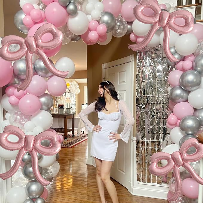 2 Pcs Pink Bow Balloons Bow Party Decorations - Image 3