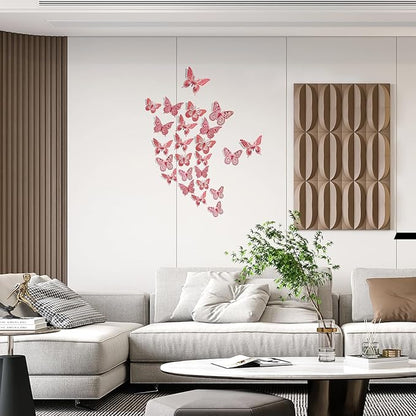 SAOROPEB 3D Butterfly Wall Decor 48 Pcs Blood Red Butterfly Decorations | 4 - Image 2