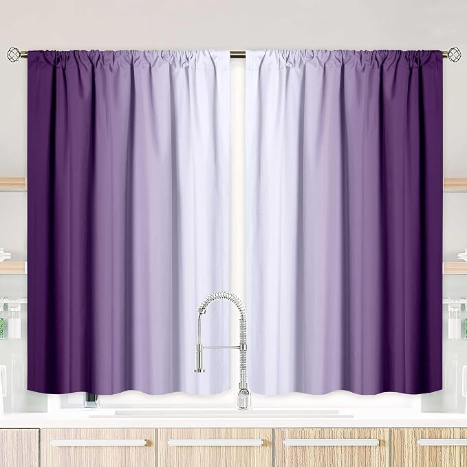 Purple Kitchen Curtains 2 Panels by XFLINGBAO