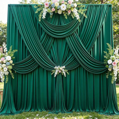 20x12 ft Forest Green Backdrop Curtains - Image 2