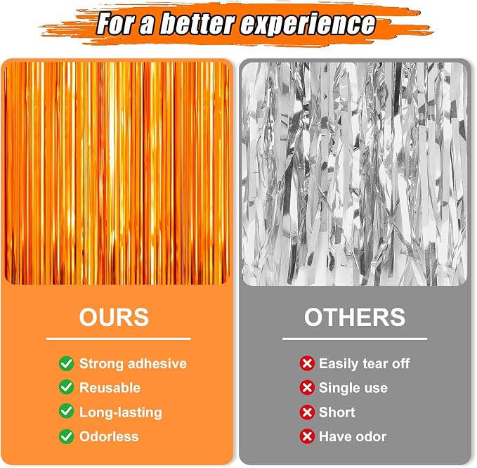 Crosize 2 Pack 3.3 x 9.9 ft Foil Fringe Streamer Backdrop, - Image 3