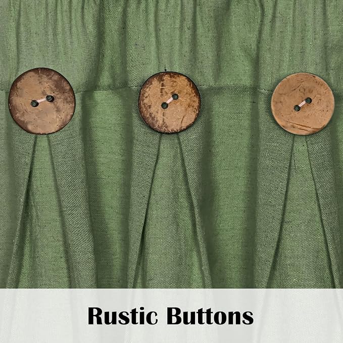 Farmhouse Valance Curtains, Boho Cotton Linen Kitchen Valance, Olive Green - Image 3