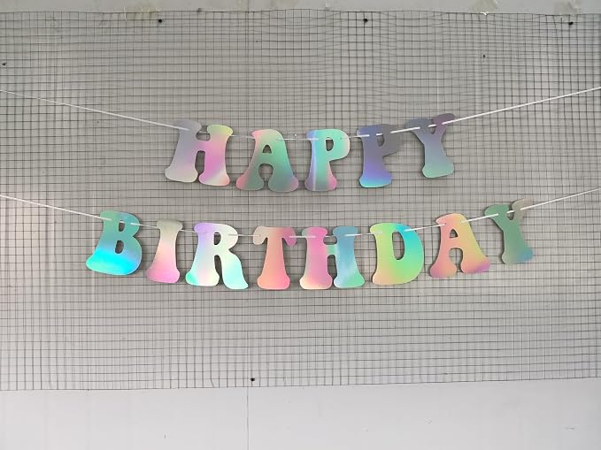 NANAGALI Pre-Strung Iridescent Happy Birthday Foil Banner - Image 4