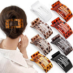 Obeoby 8 PCS Flat Hair Clips for Women, Strong-Hold French Flat Claw Clips for Thin Thick Hair Barrettes Medium Accessories (Tortoiseshell)