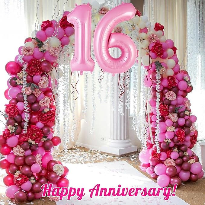 Pink Number 6 Balloon 40 Inch, Big Large Foil Helium Number Balloons, Jumbo - Image 6