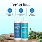 Rosemary Biotin Shampoo and Conditioner Set - Volumizing Shampoo and Conditioner for Thinning Hair for Women & Men with Nourishing B Vitamins - Color Safe Sulfate Paraben & Silicone Free (8 Fl Oz)