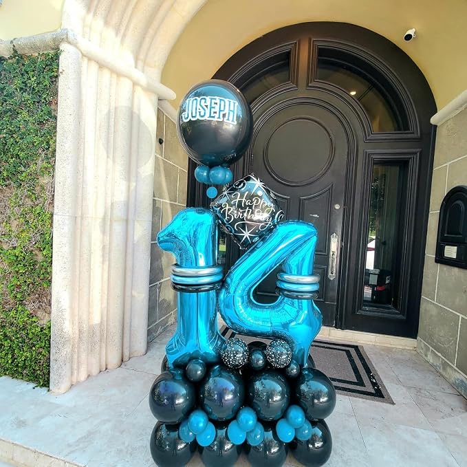 4 Balloon Numbers Birthday Decorations, 40In Light Blue Balloons - Image 6