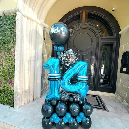 4 Balloon Numbers Birthday Decorations, 40In Light Blue Balloons - Image 6