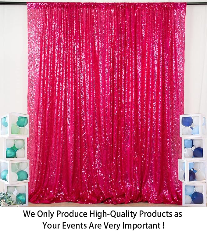 ShinyBeauty Fuchsia Sequin Backdrop Curtains 2 Panels Sequin Bakdrop 4X8Ft - Image 2
