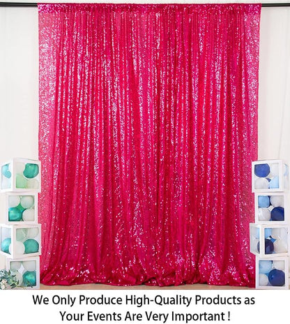 ShinyBeauty Fuchsia Sequin Backdrop Curtains 2 Panels Sequin Bakdrop 4X8Ft - Image 2