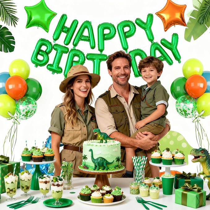 29PC Green Orange Happy Birthday Balloons Banner, 16Inch 3D Aluminum Letter - Image 6