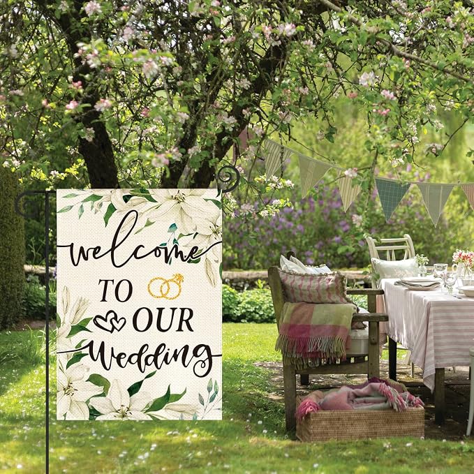 AVOIN colorlife Welcome to Our Wedding Garden Flag 12x18 Inch | Double Sided - Image 4