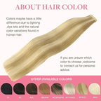 GOO GOO Tape in Hair Extensions Human Hair, 16/22 Light Blonde Highlighted Golden Blonde, 26inch 120g 40pcs, Skin Weft Seamless Invisible, Silky Straight with Thick Ends, Remy Human Hair