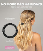 SUNDAYSILKS™ Luxurious Mulberry Silk Scrunchies for Women & Girls | No-Slip, Silky Hair Ties for Natural, Curly, Thin or Thick Hair | Gentle Hold for Ponytails & Sleep | Mini to Large Sizes [1 Pack]