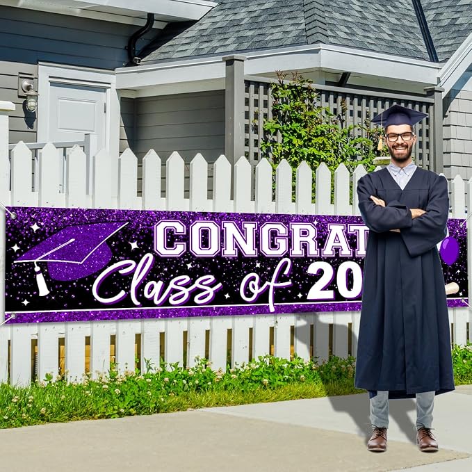 Graduation Decorations 2026 Yard Sign Large Class of 2026 Banner Purple | - Image 2